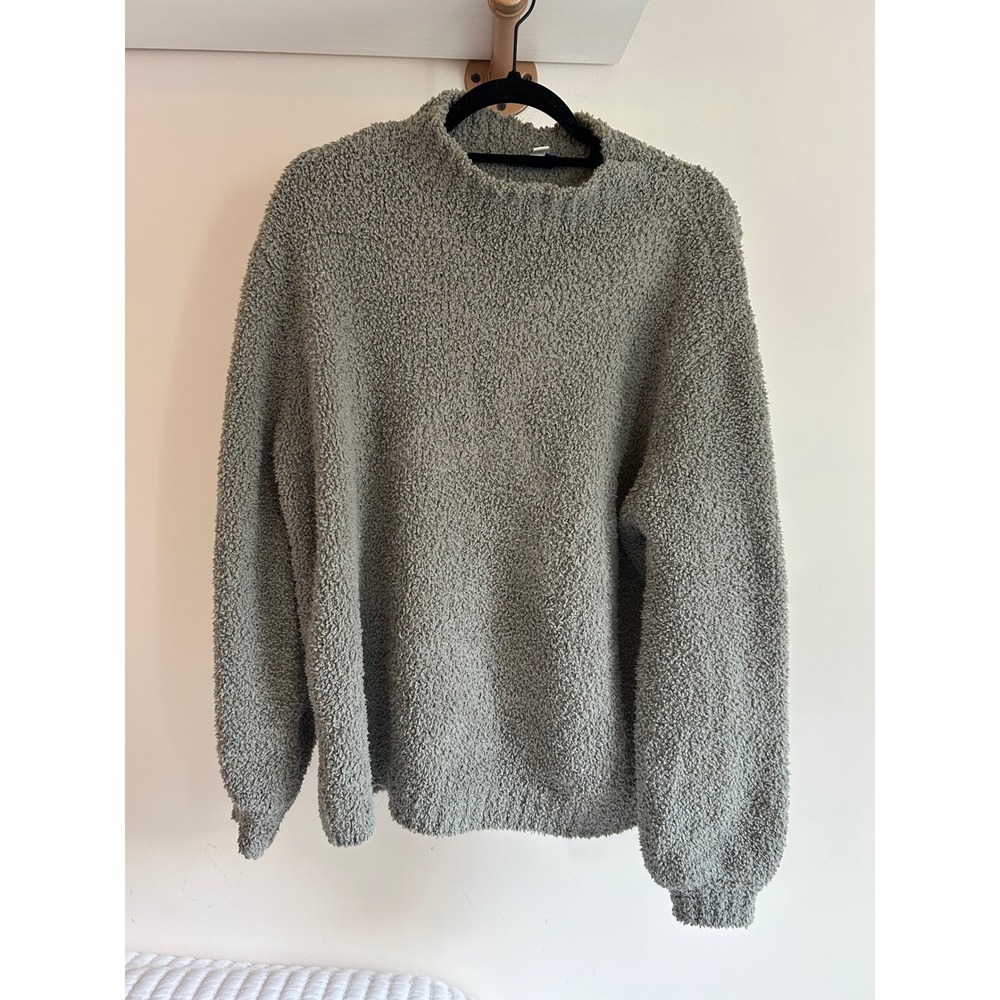 She + Sky grey Teddy Boucle Popcorn Knit Mock Neck Sweater Large